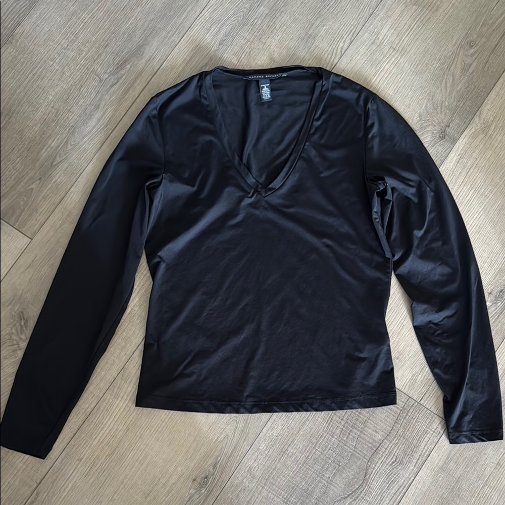 Banana Republic Midnight Black V-Neck Blouse